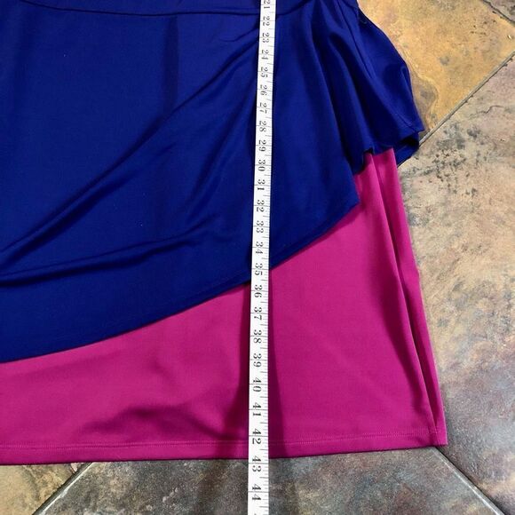 Narciso Rodriguez Women’s Color Block Side Sweep Blue and Pink Dress Size XL - Picture 11 of 16
